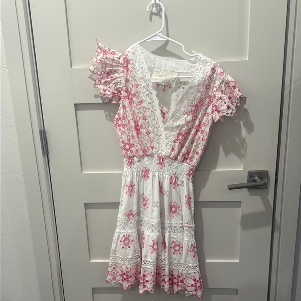 Temptation Positano White and Pink Lace Dress
